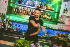 Partygoers enjoying open bar night at Zoo Bar Ibiza