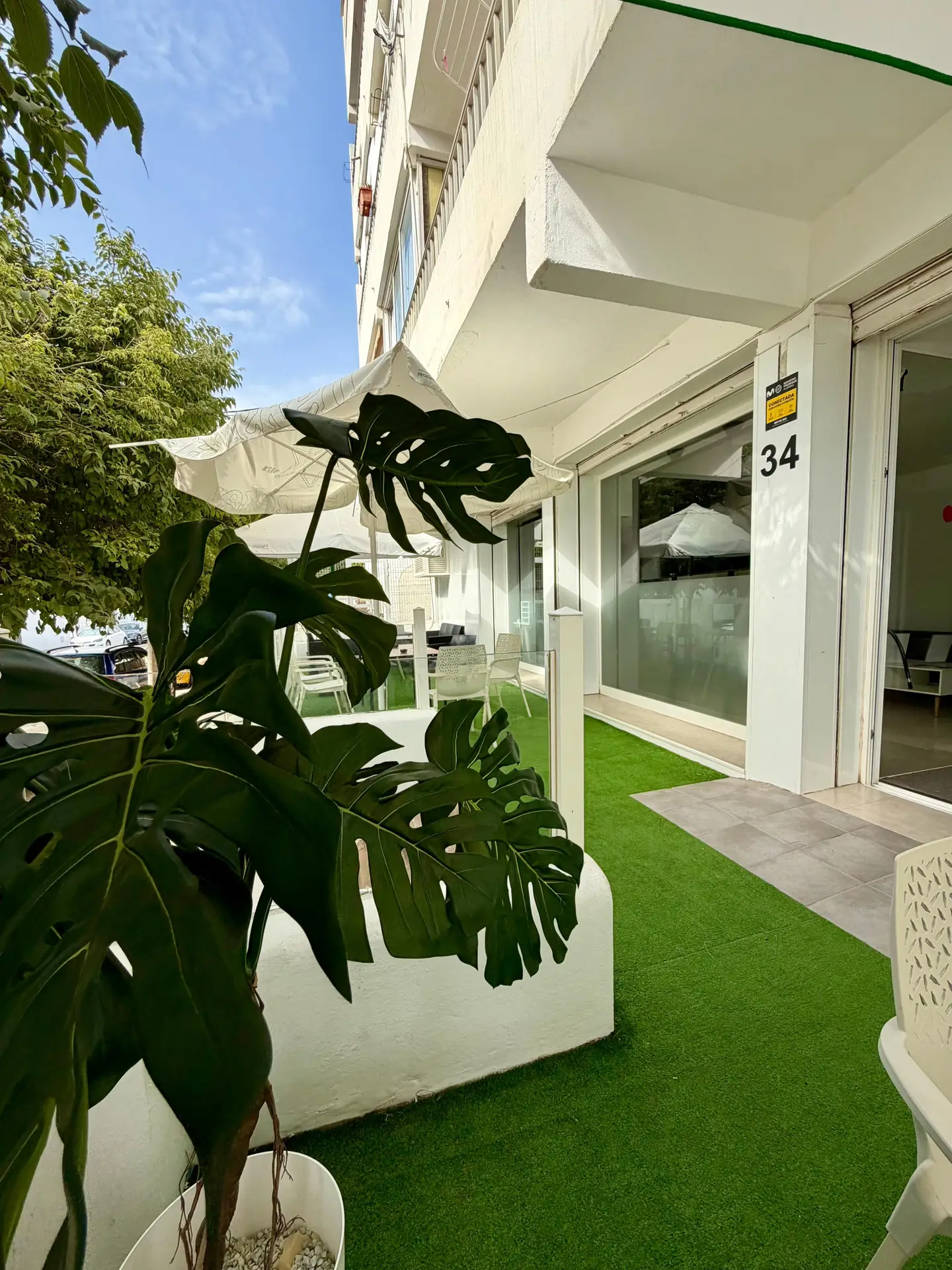 GXC Ibiza office terrace with plants and seating in Figueretas